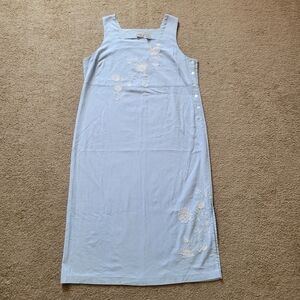 Vintage Koret City Blues Petites Light Blue Ribbed Sleeveless Maxi Dress 18W